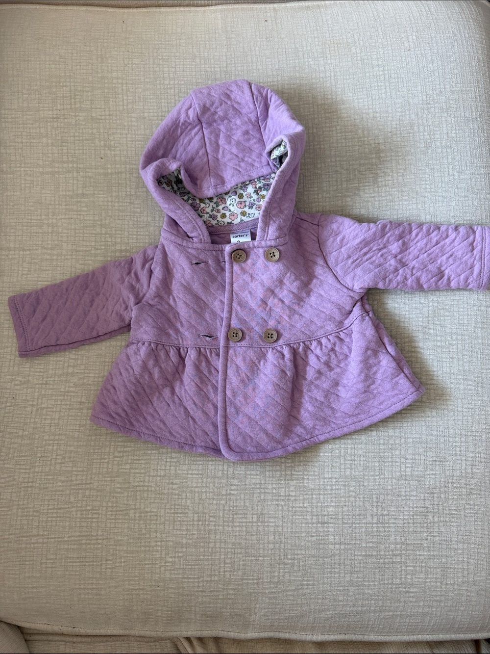 Carter's Lavender Quilted Hooded Peacoat